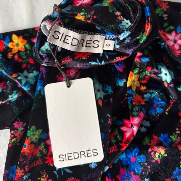New Siedres Cody Velvet Floral Printed Fitted Turtleneck Top Size S - Picture 5 of 11